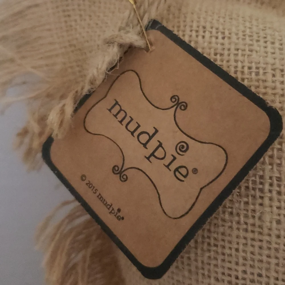 Mud Pie | NWT Burlap Square Accent Fringe Pillow 